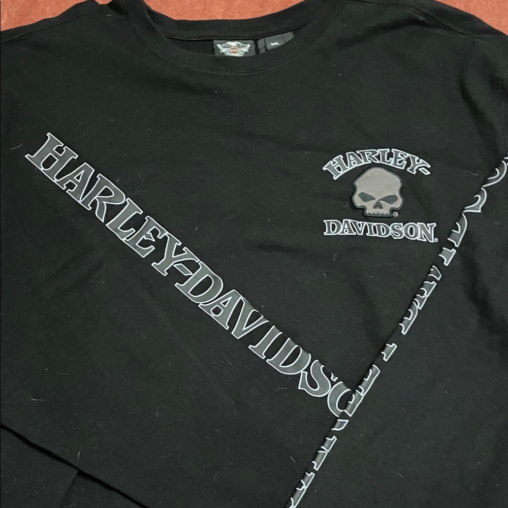 Genuine Harley-Davidson Black Long Sleeve Tee with Skull patches